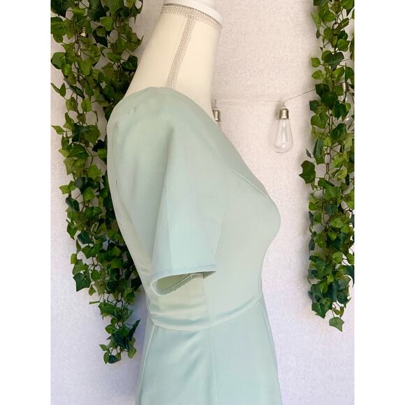 TCEC Green Pastel One Sleeve Ruffle Asymmetrical Mini Dress Women's Size Small - Picture 7 of 10